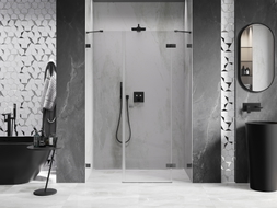 Mexen Lunar porte de douche battante droite 150 cm, transparent, gris canon brossé - 834S-150-050-66-00-P