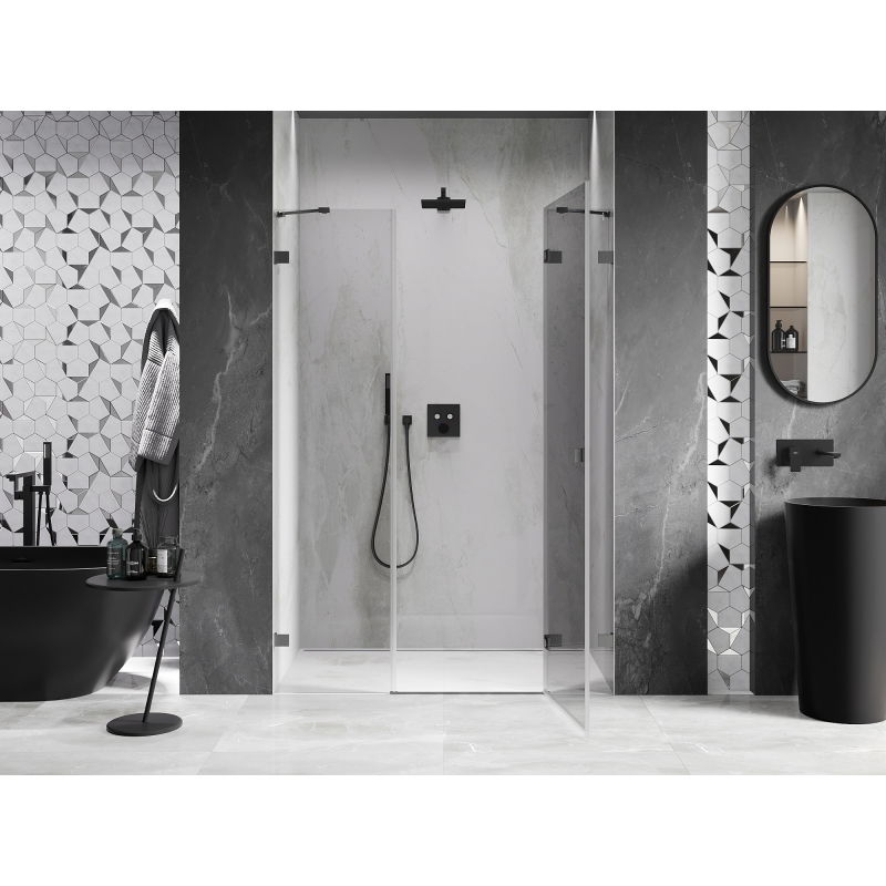 Mexen Lunar porte de douche à charnière droite 155 cm, transparent, gris canon brossé - 834S-155-050-66-00-P