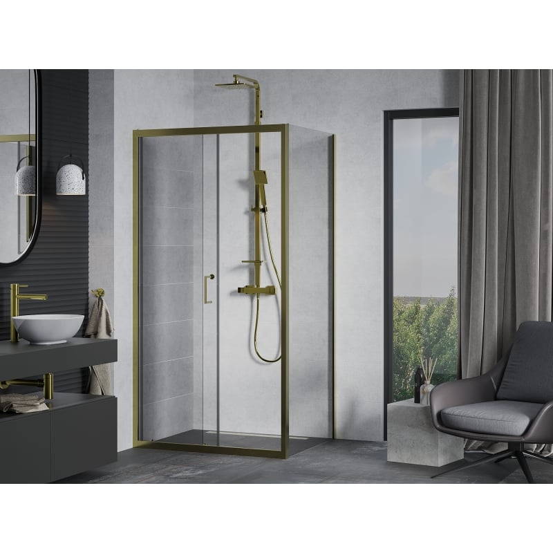 Mexen Apia cabine de douche coulissante 115 x 70 cm, transparent, dorée - 840-115-070-50-00