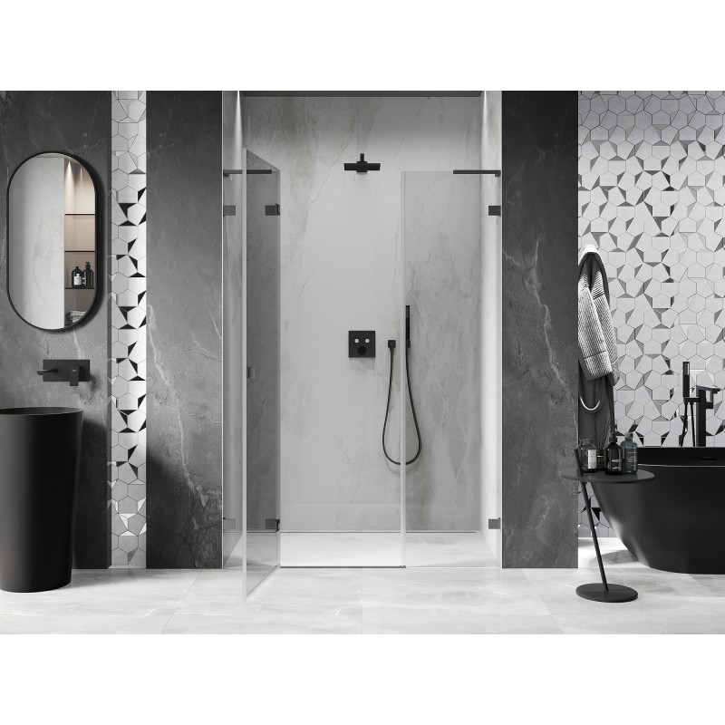 Mexen Lunar L porte de douche pivotante gauche 120 cm, transparent, gris canon brossé - 834SL-120-050-66-00-L