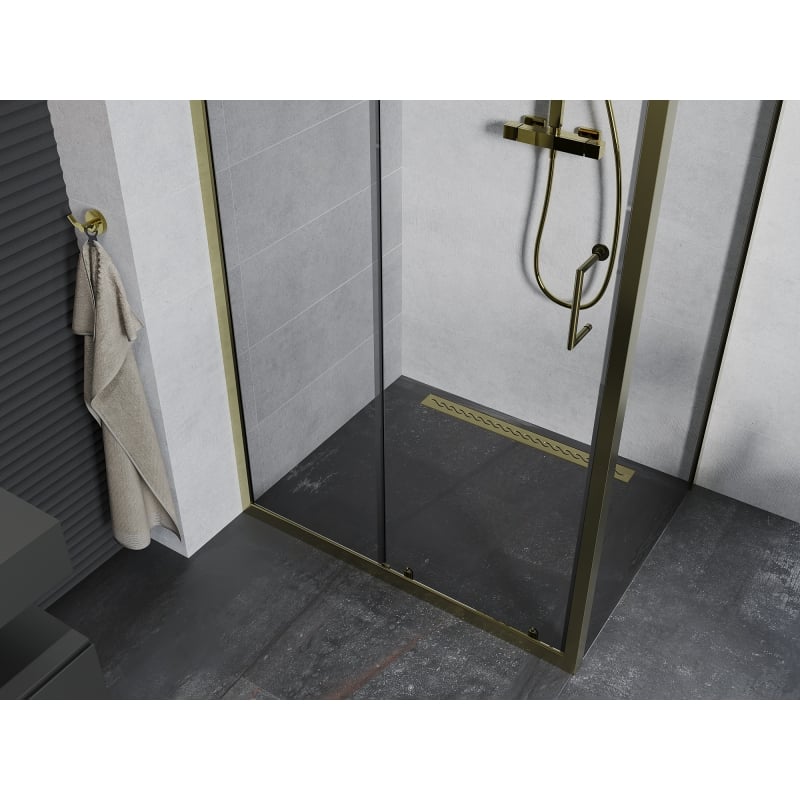 Mexen Apia cabine de douche coulissante 115 x 70 cm, transparent, dorée - 840-115-070-50-00