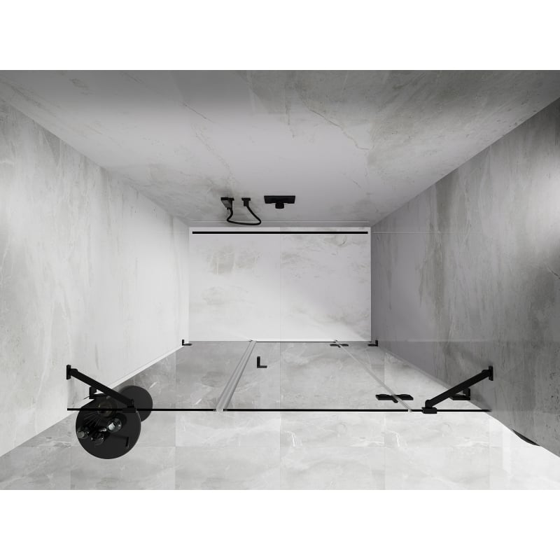 Mexen Lunar porte de douche battante droite 130 cm, transparent, noir - 834S-130-050-70-00-P