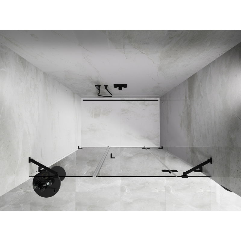 Mexen Lunar porte de douche battante droite 145 cm, transparent, noir - 834S-145-050-70-00-P