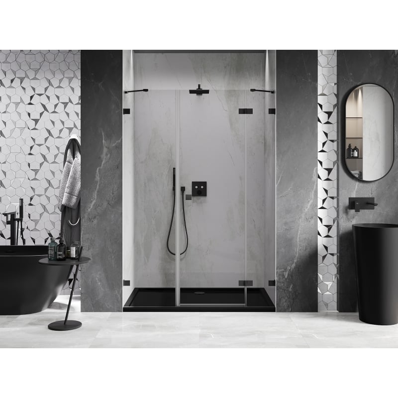 Mexen Lunar porte de douche pivotante droite 150 cm, transparent, noir - 834S-150-050-70-00-P
