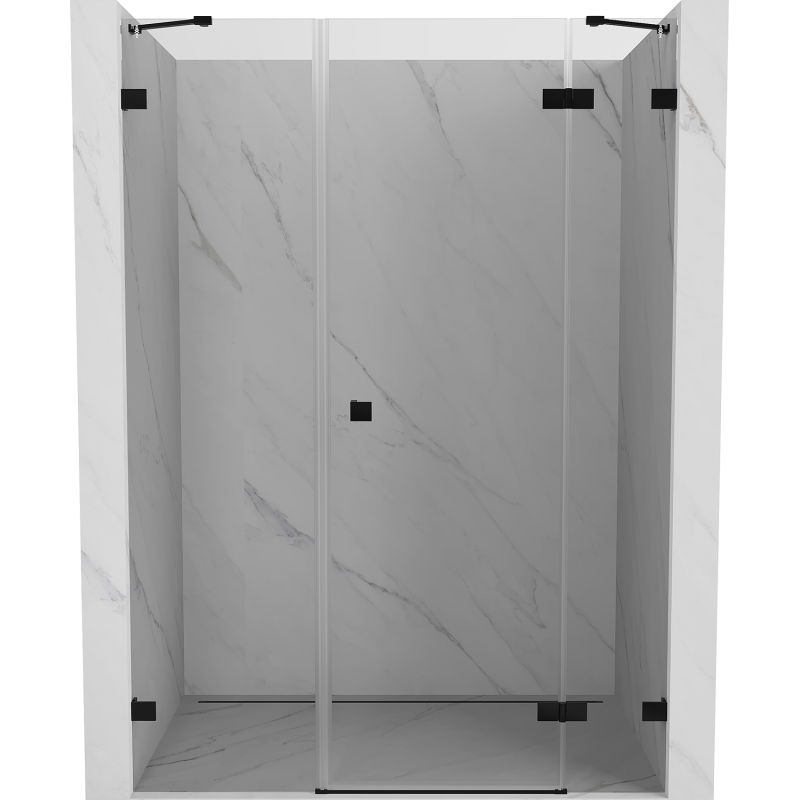Mexen Lunar porte de douche battante droite 155 cm, transparent, noir - 834S-155-050-70-00-P