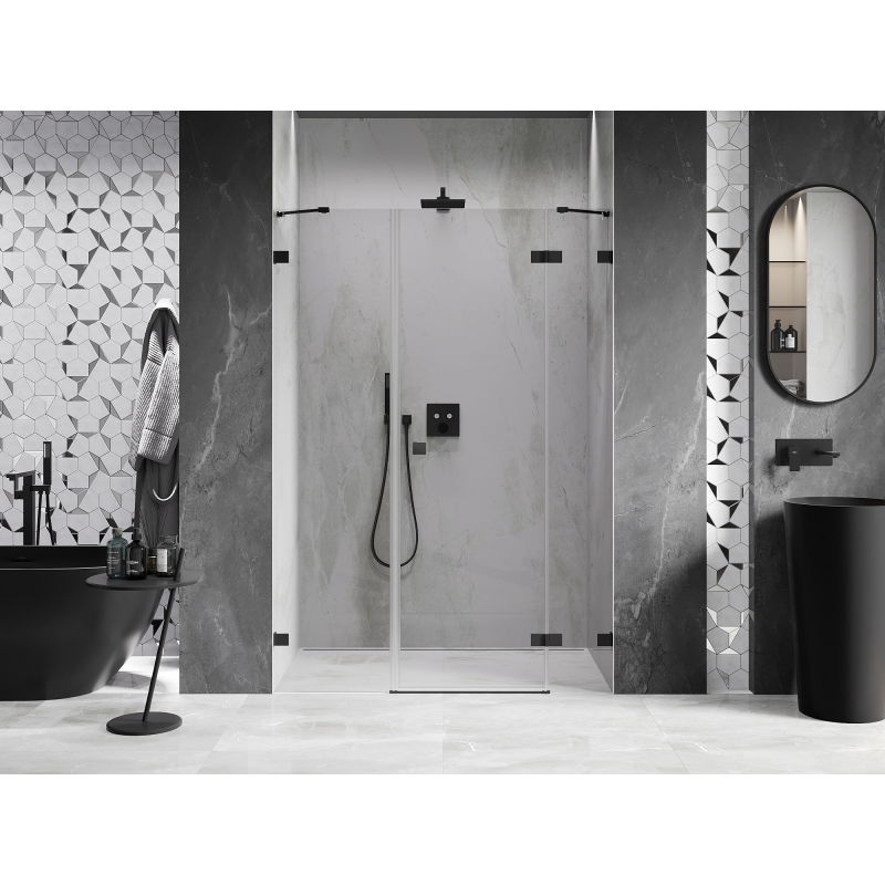 Mexen Lunar porte de douche pivotante droite 155 cm, transparent, noir - 834S-155-050-70-00-P