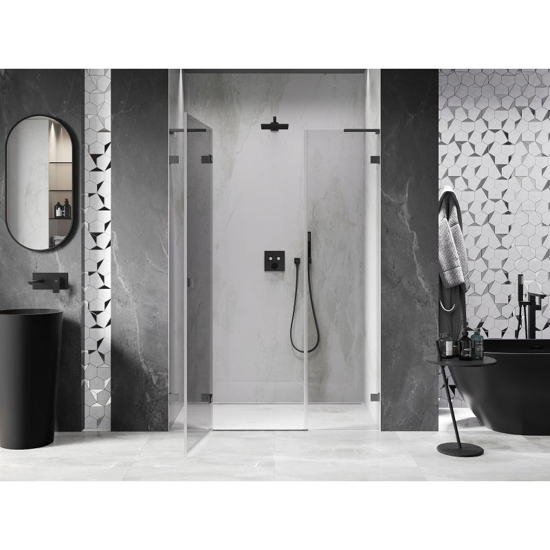 Mexen Lunar L porte de douche pivotante gauche 135 cm, transparent, gris pistolet brossé - 834SL-135-050-66-00-L