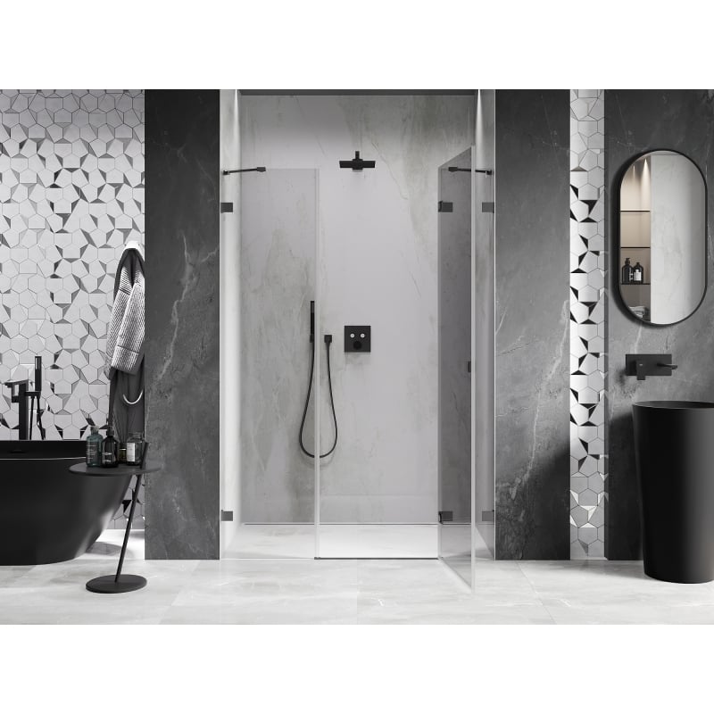 Mexen Lunar porte de douche battante droite 120 cm, transparent, gun metal - 834S-120-050-95-00-P