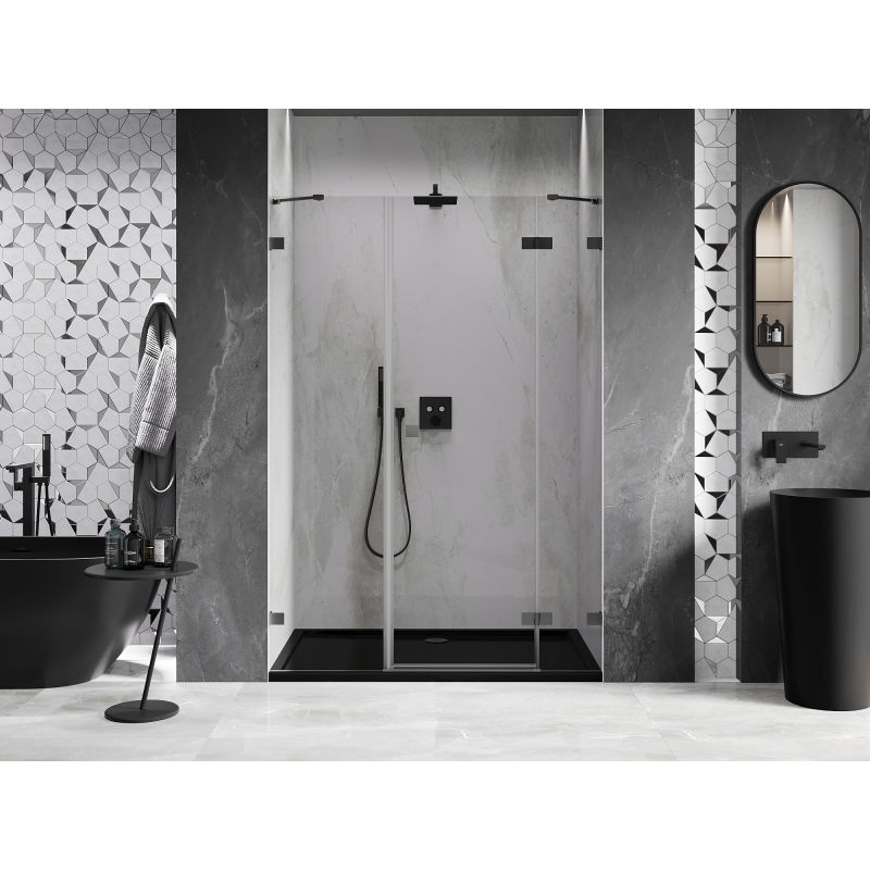 Mexen Lunar porte de douche battante droite 125 cm, transparent, gun metal - 834S-125-050-95-00-P