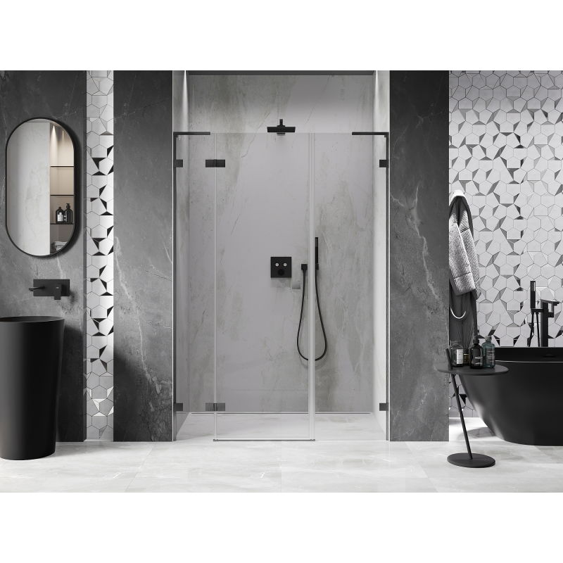 Mexen Lunar L porte de douche pivotante gauche 145 cm, transparent, gris canon brossé - 834SL-145-050-66-00-L