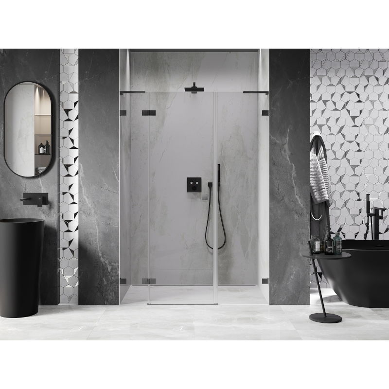 Mexen Lunar L porte de douche pivotante gauche 145 cm, transparent, gris canon brossé - 834SL-145-050-66-00-L