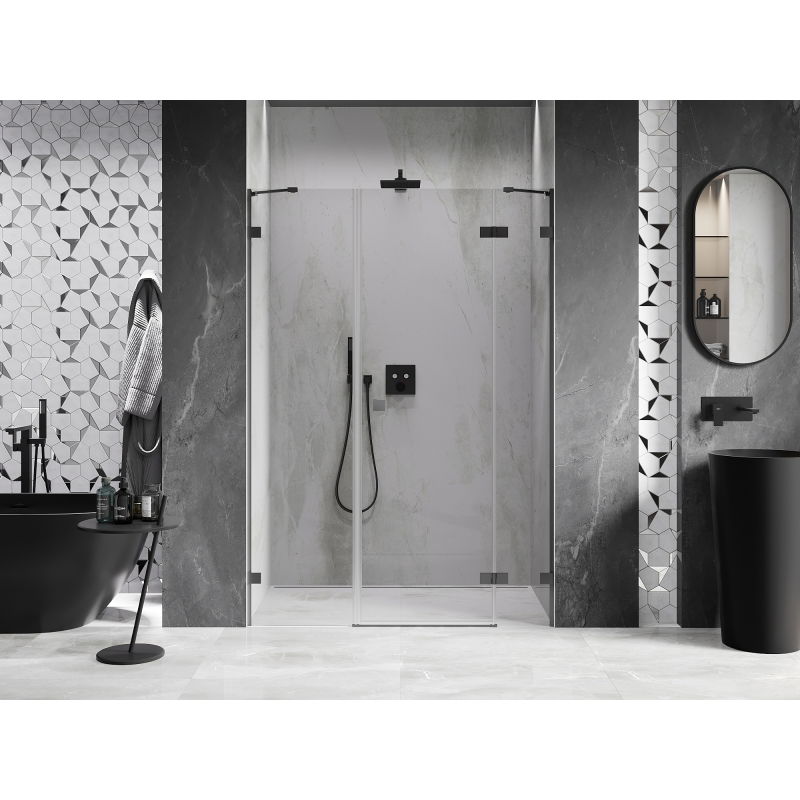 Mexen Lunar porte de douche pivotante droite 140 cm, transparent, gun metal - 834S-140-050-95-00-P