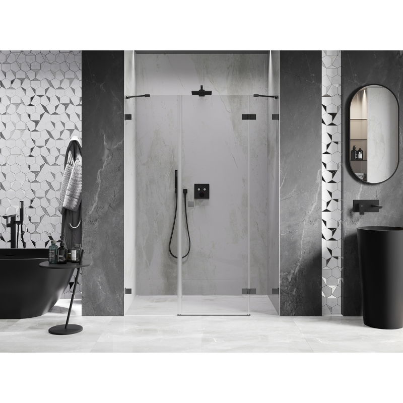 Mexen Lunar porte de douche battante droite 145 cm, transparent, gun metal - 834S-145-050-95-00-P