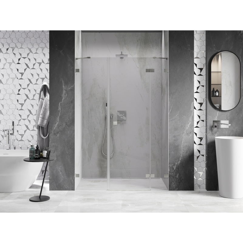 Mexen Lunar porte de douche pivotante droite 130 cm, transparent, nickel brossé - 834S-130-050-97-00-P