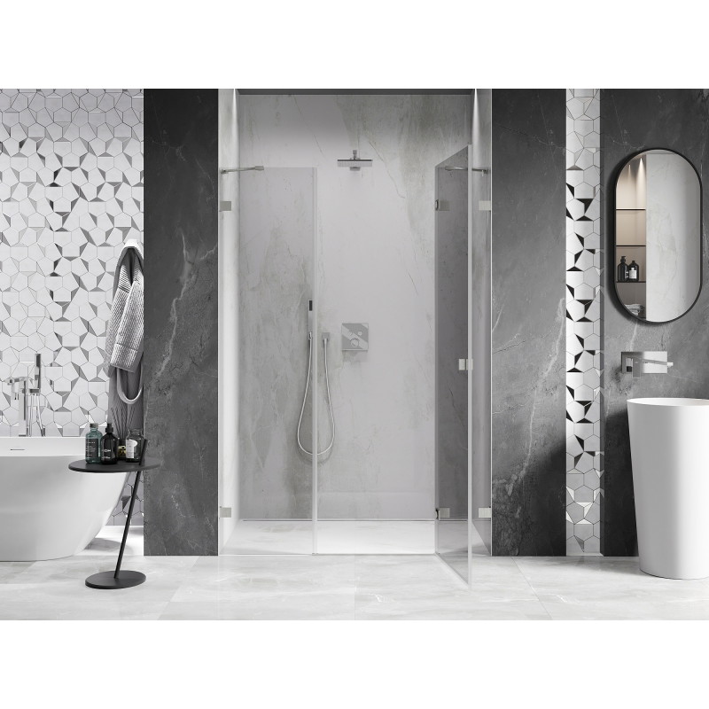 Mexen Lunar porte de douche pivotante droite 135 cm, transparent, nickel brossé - 834S-135-050-97-00-P