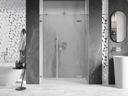 Mexen Lunar porte de douche pivotante droite 145 cm, transparente, nickel brossé - 834S-145-050-97-00-P