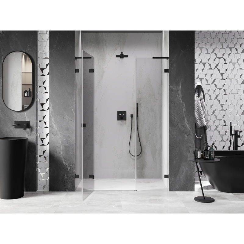 Mexen Lunar L porte de douche pivotante gauche 135 cm, transparent, noir - 834SL-135-050-70-00-L