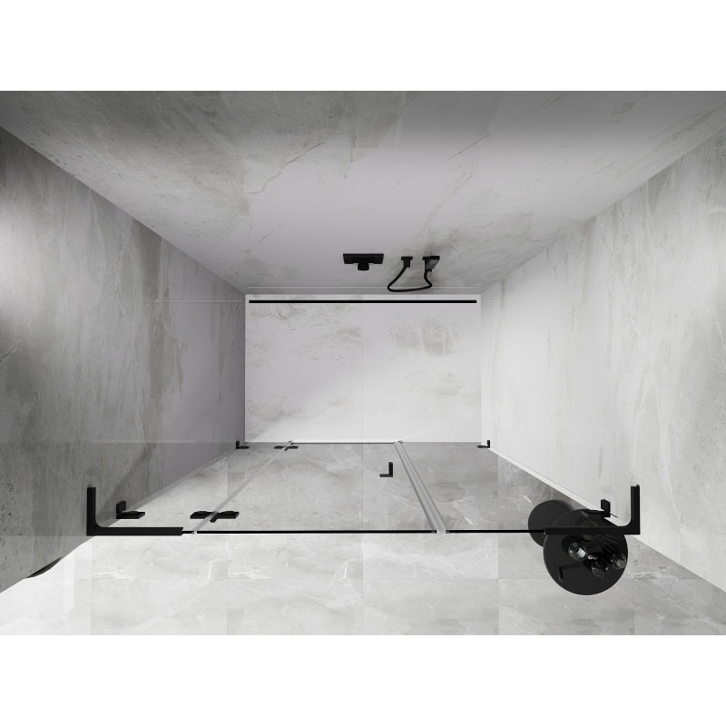 Mexen Lunar L porte de douche pivotante gauche 135 cm, transparent, noir - 834SL-135-050-70-00-L