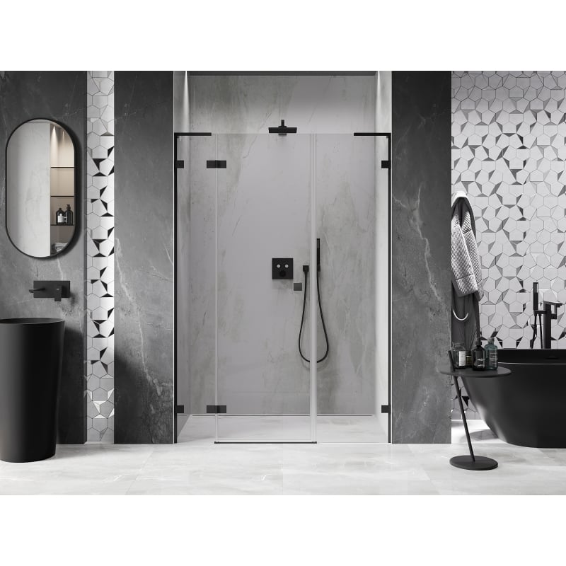 Mexen Lunar L porte de douche pivotante gauche 140 cm, transparent, noir - 834SL-140-050-70-00-L