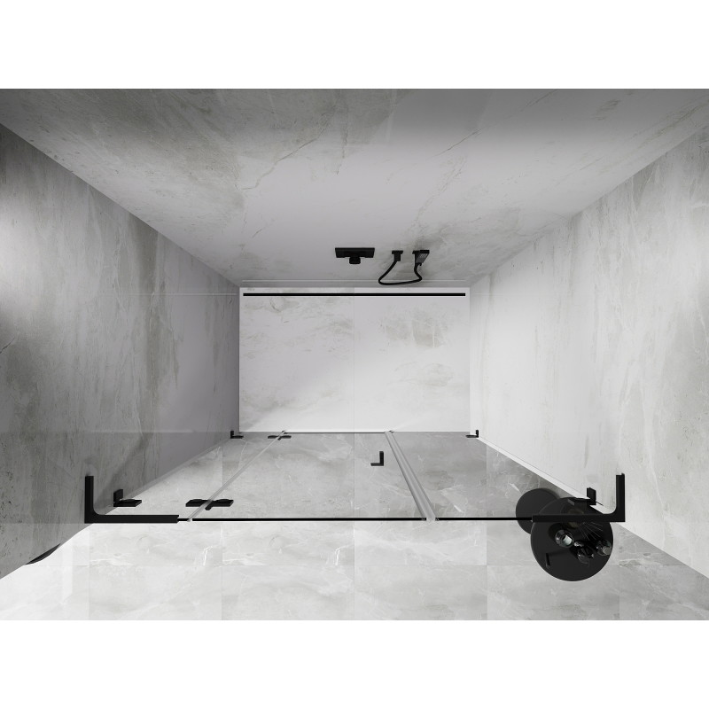 Mexen Lunar L porte de douche pivotante gauche 140 cm, transparent, noir - 834SL-140-050-70-00-L