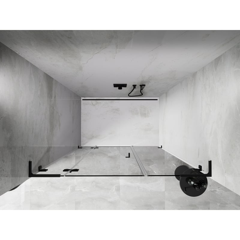 Mexen Lunar L porte de douche pivotante gauche 145 cm, transparent, noir - 834SL-145-050-70-00-L