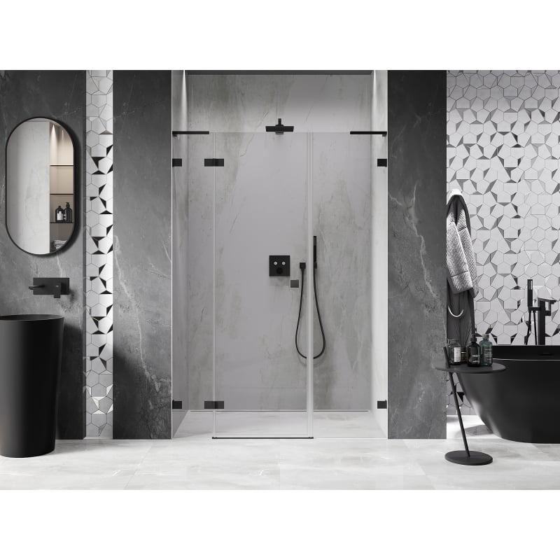 Mexen Lunar L porte de douche pivotante gauche 155 cm, transparent, noir - 834SL-155-050-70-00-L