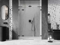 Mexen Lunar L porte de douche pivotante gauche 155 cm, transparent, noir - 834SL-155-050-70-00-L