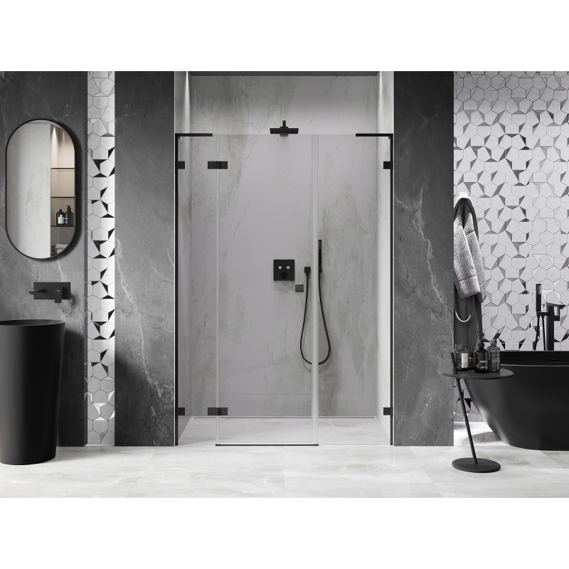 Mexen Lunar L porte de douche pivotante gauche 160 cm, transparent, noir - 834SL-160-050-70-00-L