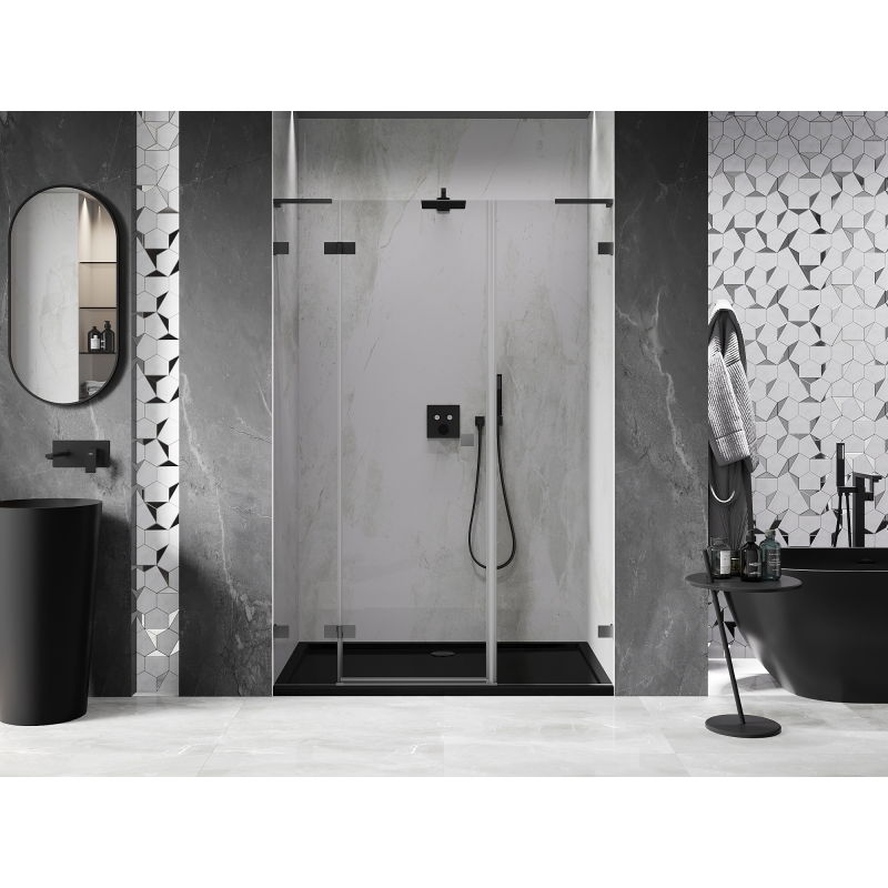 Mexen Lunar L porte de douche pivotante gauche 130 cm, transparent, métal canon - 834SL-130-050-95-00-L