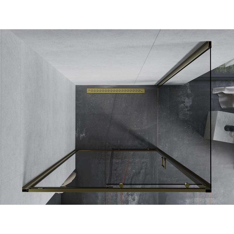 Mexen Apia cabine de douche coulissante 135 x 80 cm, transparent, dorée - 840-135-080-50-00