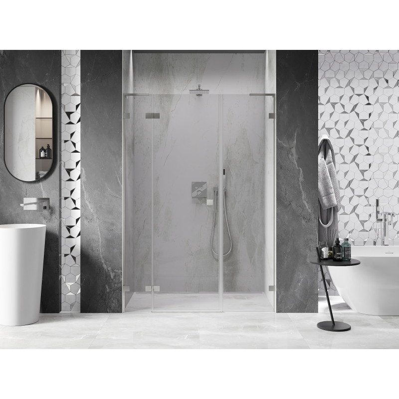 Mexen Lunar L porte de douche pivotante gauche 125 cm, transparent, nickel brossé - 834SL-125-050-97-00-L
