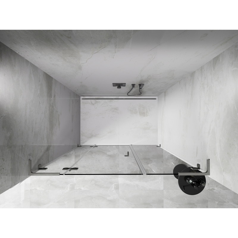 Mexen Lunar L porte de douche pivotante gauche 125 cm, transparent, nickel brossé - 834SL-125-050-97-00-L