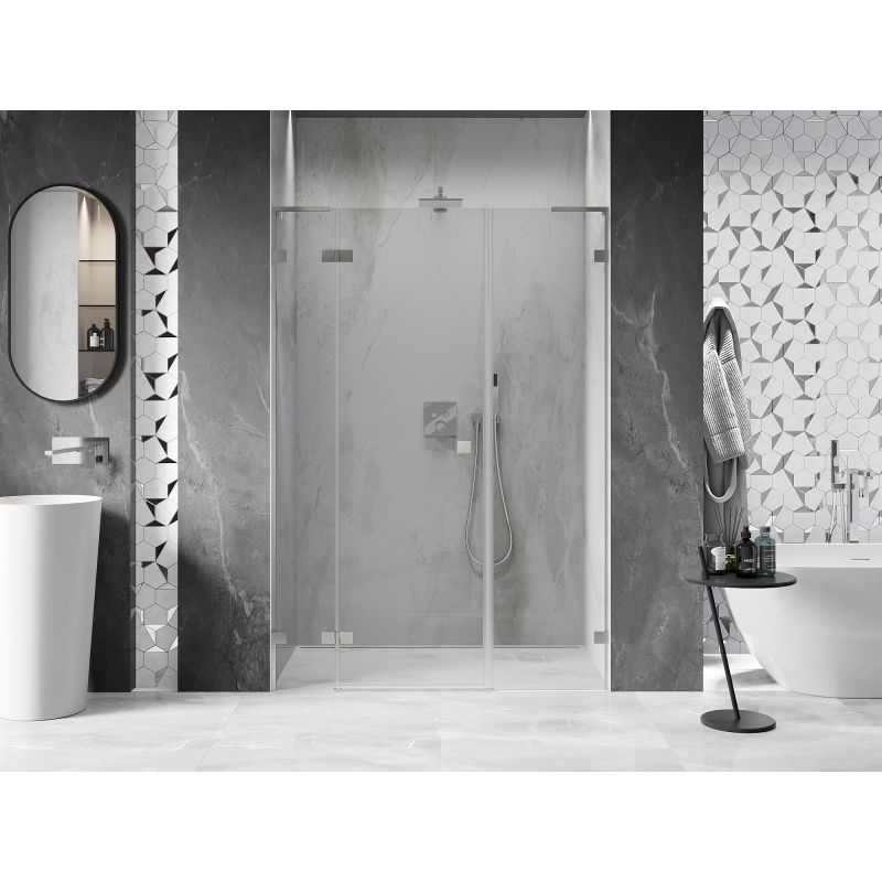 Mexen Lunar L porte de douche pivotante gauche 130 cm, transparent, nickel brossé - 834SL-130-050-97-00-L