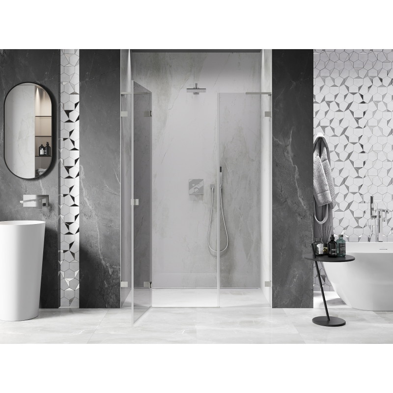 Mexen Lunar L porte de douche pivotante gauche 135 cm, transparent, nickel brossé - 834SL-135-050-97-00-L