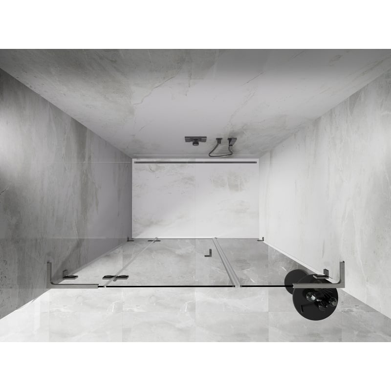 Mexen Lunar L porte de douche pivotante gauche 135 cm, transparent, nickel brossé - 834SL-135-050-97-00-L