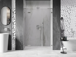 Mexen Lunar L porte de douche pivotante gauche 150 cm, transparent, nickel brossé - 834SL-150-050-97-00-L