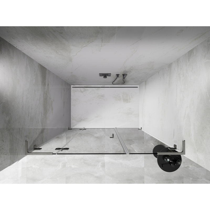 Mexen Lunar L portes de douche pivotantes à gauche 160 cm, transparent, nickel brossé - 834SL-160-050-97-00-L