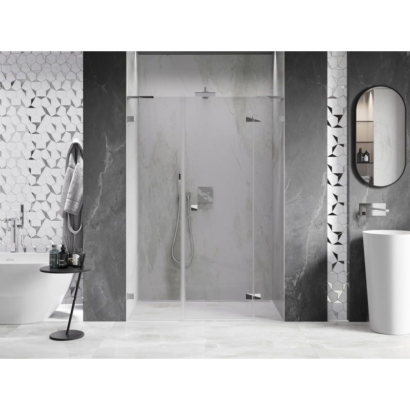 Mexen Lunar L porte de douche battante droite 130 cm, transparent, chrome - 834SL-130-050-01-00-P