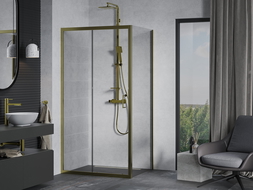 Mexen Apia cabine de douche coulissante 140 x 80 cm, transparente, or - 840-140-080-50-00