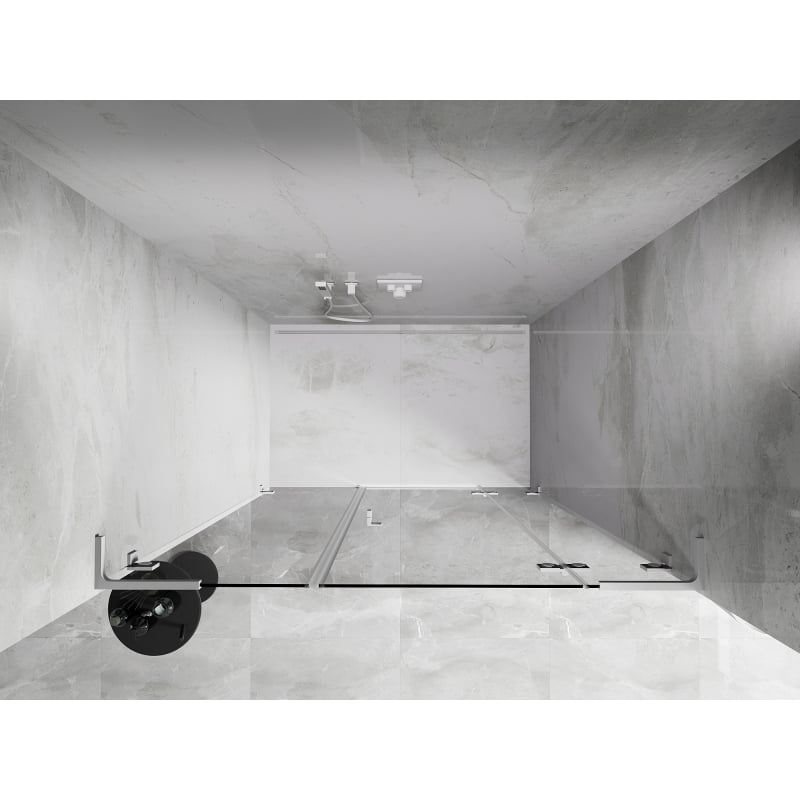 Mexen Lunar L porte de douche pivotante droite 140 cm, transparent, blanc - 834SL-140-050-20-00-P