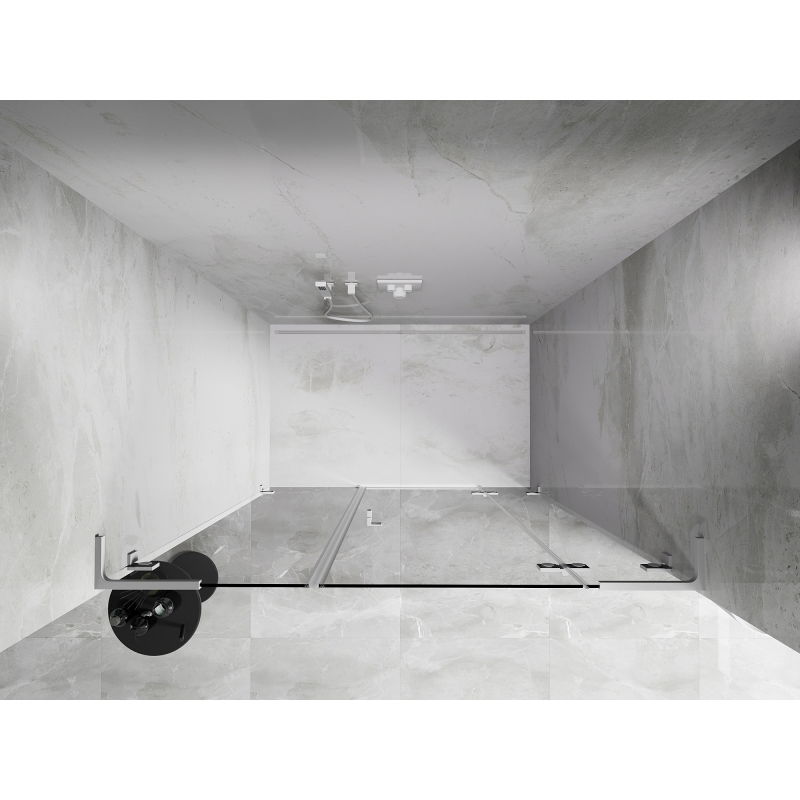 Mexen Lunar L portes de douche pivotantes droite 145 cm, transparent, blanc - 834SL-145-050-20-00-P