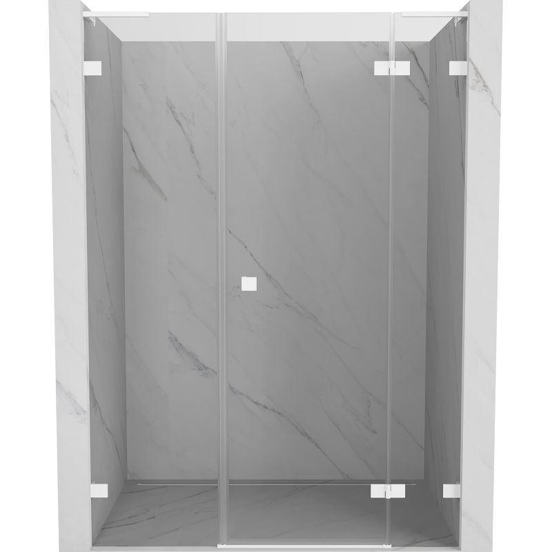 Mexen Lunar L porte de douche pivotante droite 155 cm, transparent, blanc - 834SL-155-050-20-00-P