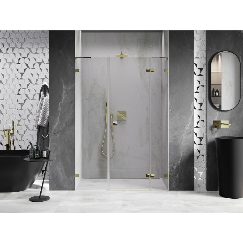 Mexen Lunar L porte de douche pivotante droite 135 cm, transparent, doré - 834SL-135-050-50-00-P