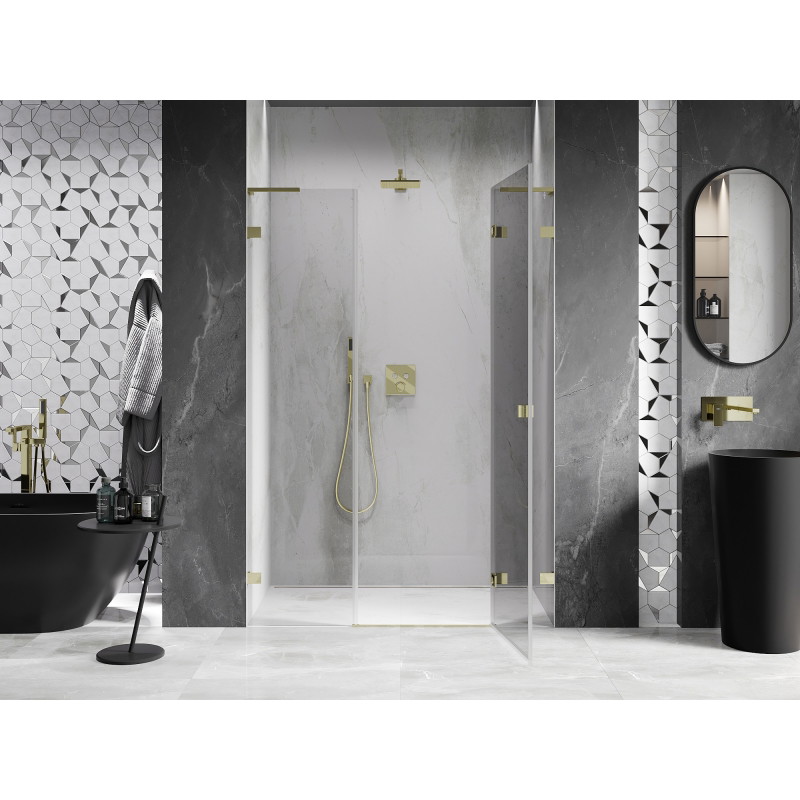 Mexen Lunar L porte de douche pivotante droite 160 cm, transparent, doré - 834SL-160-050-50-00-P