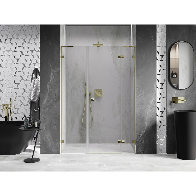 Mexen Lunar L porte de douche pivotante droite 160 cm, transparent, doré - 834SL-160-050-50-00-P