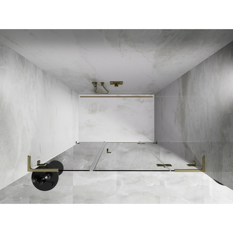 Mexen Lunar L porte de douche pivotante droite 160 cm, transparent, doré - 834SL-160-050-50-00-P