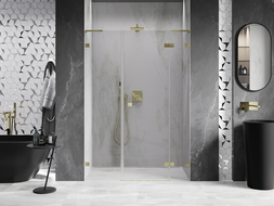 Mexen Lunar L porte de douche battante droite 120 cm, transparent, doré brossé - 834SL-120-050-55-00-P