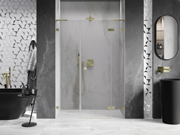 Mexen Lunar L porte de douche pivotante droite 125 cm, transparent, or brossé - 834SL-125-050-55-00-P