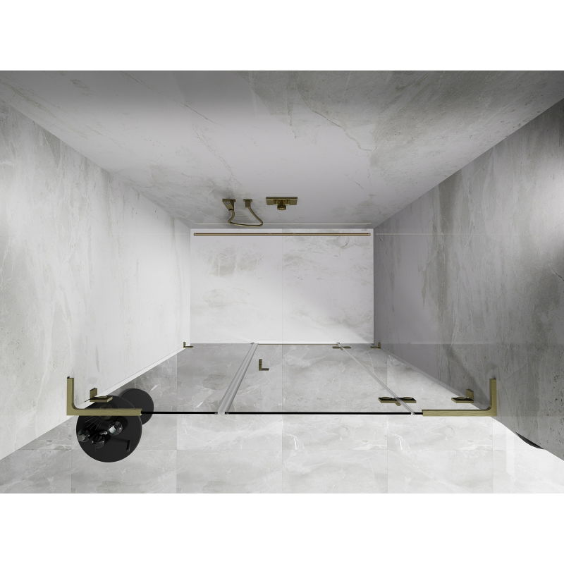 Mexen Lunar L porte de douche pivotante droite 130 cm, transparent, or brossé - 834SL-130-050-55-00-P