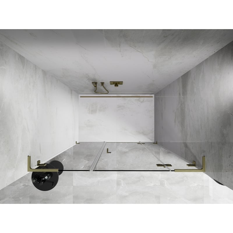 Mexen Lunar L porte de douche battante droite 140 cm, transparent, or brossé - 834SL-140-050-55-00-P